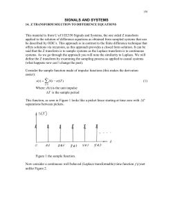 Z TRANSFORM SOLUTION TO DIFFERENCE EQUATIONS