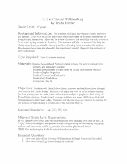 Life in Colonial Williamsburg by Trisha Fortner National Standards