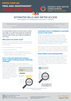 estimated meter readings - Energy and Water Ombudsman Victoria