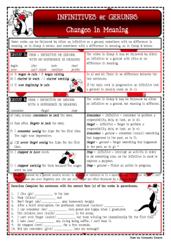 INFINITIVES or GERUNDS Changes in Meaning