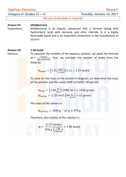 HighFour Chemistry Round 5 Category D: Grades 11 &ndash; 12 Tuesday