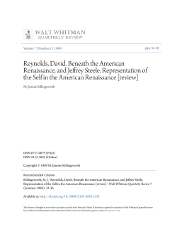 Reynolds, David. Beneath the American Renaissance, and Jeffrey