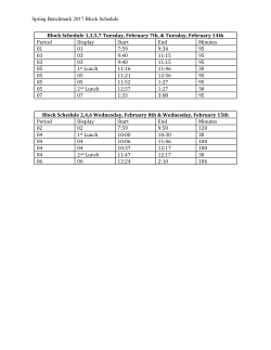 Spring Benchmark 2017 Block Schedule Block Schedule 1,3,5,7