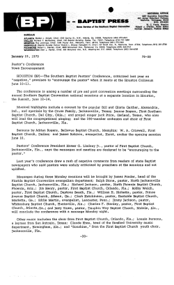 January 19, 1979 Pastor`s Conference Vows Encouragement 79