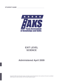 EXIT LEVEL SCIENCE Administered April 2009