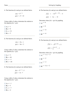 Name Solving by Graphing 1. The functions f(x) and g(x) are defined