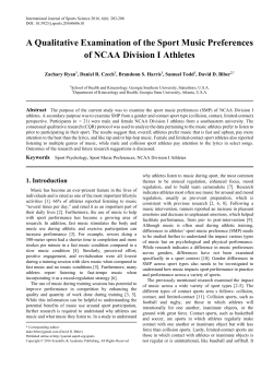 Sport Psychology, Sport Music Preferences, NCAA Division I Athletes