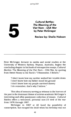 Cultural BaNles: The Meaning of the Viet Nam