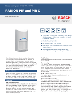 RADION PIR and PIR C - Bosch Security Systems