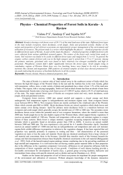 Physico &ndash; Chemical Properties of Forest Soils in Kerala&ndash; A Review