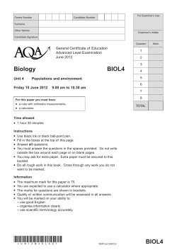 GCE Biology Question Paper Unit 04 - Populations and