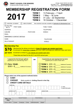Enrolment Form for 2017