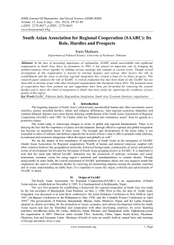 South Asian Association for Regional Cooperation (SAARC): Its