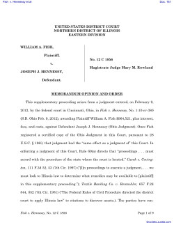 MEMORANDUM Opinion and Order Signed by the Honorable Mary