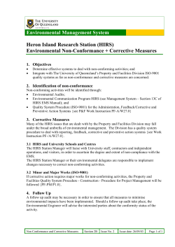 Environmental Non Conformance and Corrective Measures