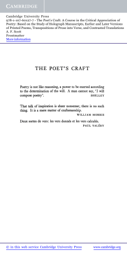 the poet`s craft - Assets - Cambridge University Press