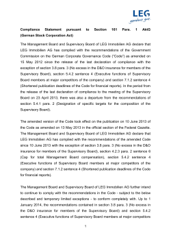 Compliance Statement &sect;161 AktG Dec, 2013 - LEG