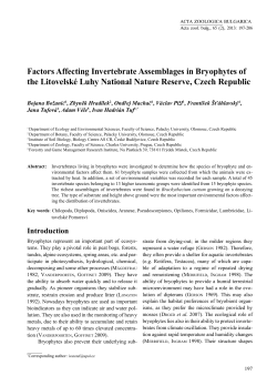 Factors Affecting Invertebrate Assemblages in Bryophytes of the
