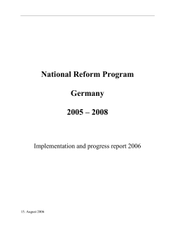 National Reform Program Germany 2005 &ndash; 2008