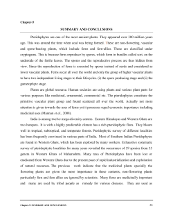 SUMMARY AND CONCLUSIONS Pteridophytes are