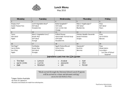Lunch Menu May
