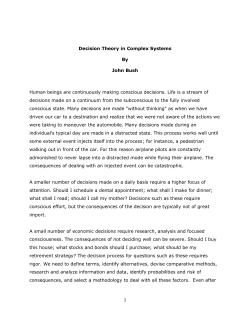 1 Decision Theory in Complex Systems By John Bush Human