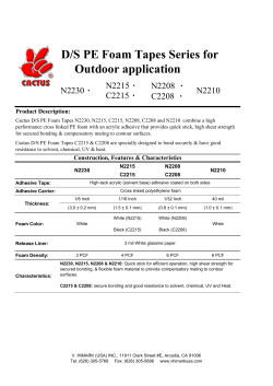 D/S PE Foam Tapes Series for Outdoor