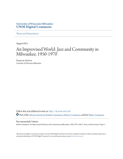 An Improvised World: Jazz and Community in Milwaukee, 1950-1970