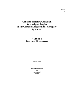 Canada`s Fiduciary Obligation to Aboriginal Peoples in the Context