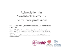 Abbrevia#ons in Swedish Clinical Text