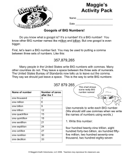 Googols of BIG Numbers! - Maggie`s Earth Adventures