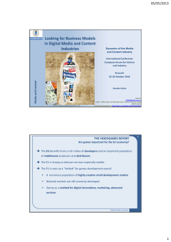 Looking for Business Models in Digital Media and Content Industries