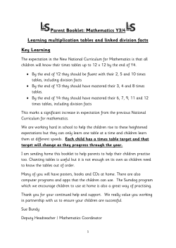 Parent Booklet: Mathematics Y3/4 Learning