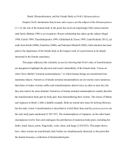 Death, Dismemberment, and the Female Body in Ovid`s