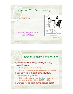 I : THE FLATNESS PROBLEM