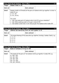 Priory Rapid Recall Challenge: Step 3 (Blue) 3.1 Target Number