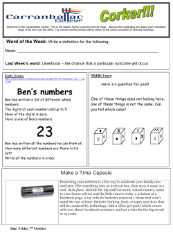 Ben`s numbers