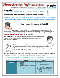 Heat-related Illnesses and First Aid Remember