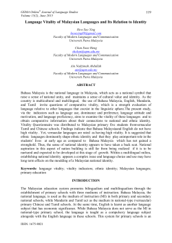 Language Vitality of Malaysian Languages and Its Relation to Identity
