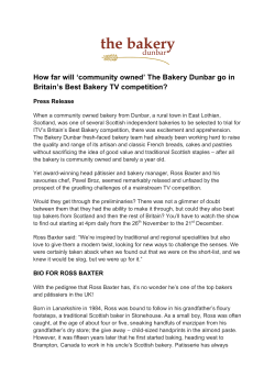 PRESS RELEASE - Dunbar Community Bakery