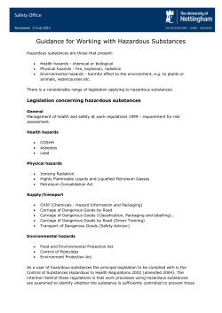 University Guidance for Working with Hazardous Substances
