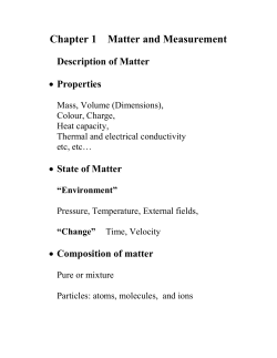 Chapter 1 Matter and Measurement