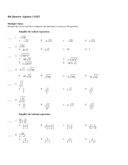 4th Quarter Algebra 1 EQT