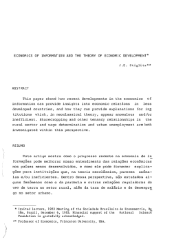 J.E. stigli tz** `* Invited lecture, 1983 Meeting of the Sociedade