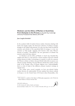 Hinduism and the Ethics of Warfare in South Asia: From Antiquity to