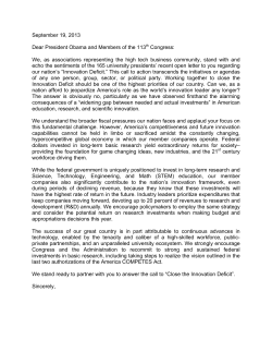 September 19, 2013 Dear President Obama and Members of the