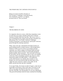 THE POISON BELT BY ARTHUR CONAN DOYLE Being an account