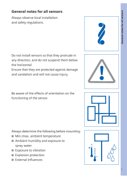 General notes for all sensors