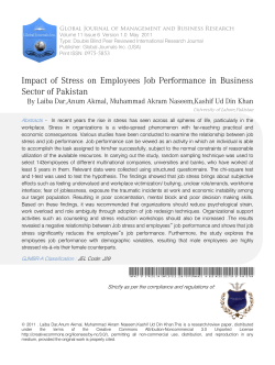 Impact of Stress on Employees Job Performance in Business Sector