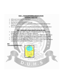 POST &ndash; TRANSCRIPTIONAL MODIFICATION